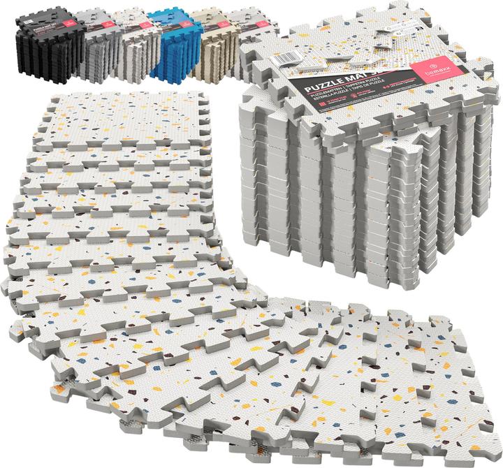 BeMaxx Schützendes Puzzle-Mattenset, 18 Stück Terrazzo (1 cm)