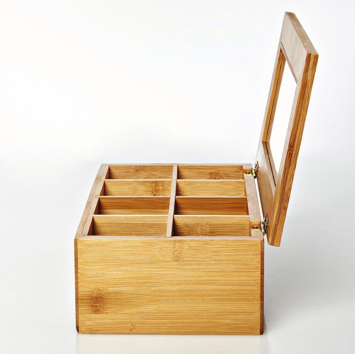 Actual product image Lumaland Teebeutel-Box 28 x 16 x 9 cm Bambus, China, 8 Fächer