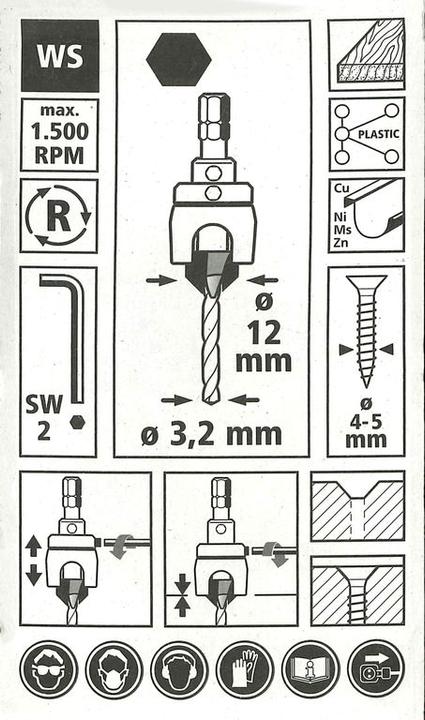 Actual product image wolfcraft wolfcraft 1 Vorbohrer m Senker+Tiefenst. ø3,2x12mm (3.2 mm, 12 mm)