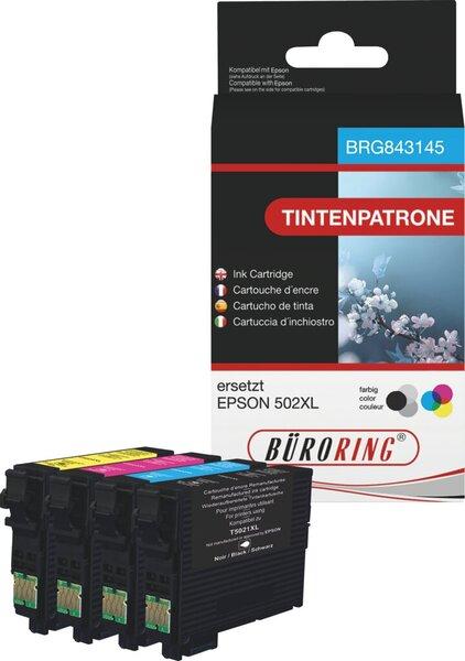Büroring Multipack Tintenpatrone, ersetzt Epson 502XL, 1 x 12 ml, 3 x 12 ml, BK/C/M/Y