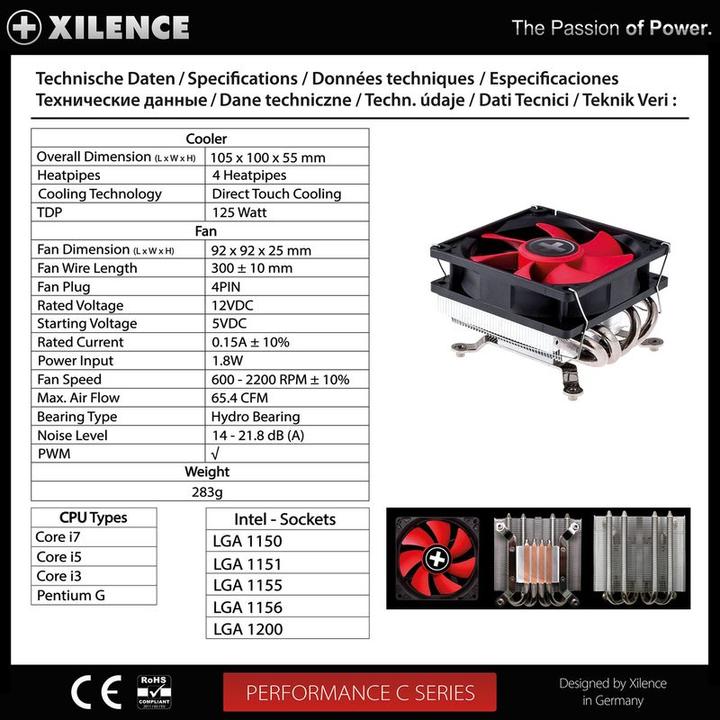Immagine prodotto Xilence Intel, 600-2200 ± 10% RPM, 65,4 CFM, 14 - A (25 mm)