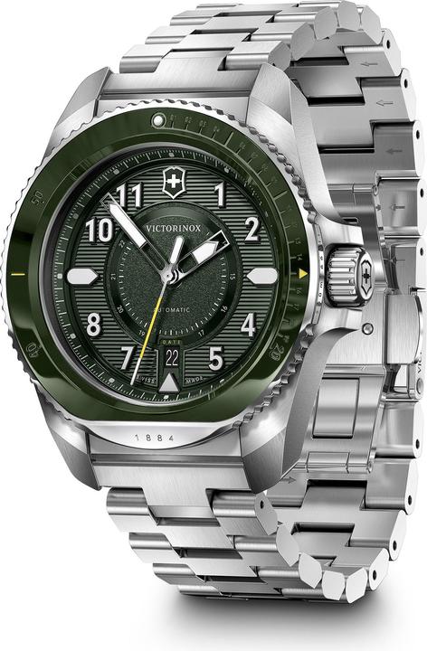 Image du produit Victorinox Journey 1884 Automatic Three hands Steel & Ceramic, montre mécanique, 43 mm, Cadran Vert, Bracelet A (43 mm)