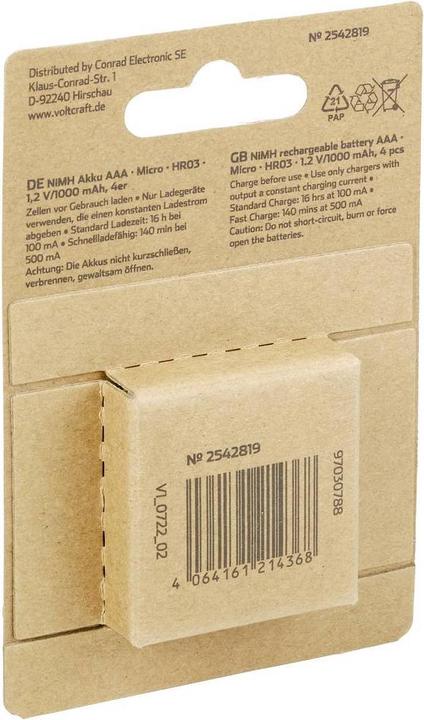 Actual product image Voltcraft Endurance (4 pcs., AAA, 1000 mAh)
