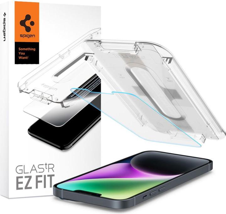 Produktbild Spigen Gehärtetes Glas GLAS.tR ez Passend für Apple iPhone 13 (1 Stück, Apple iPhone 13 Pro, Apple iPhone 13, Apple iPhone 14, Apple iPhone 16e)