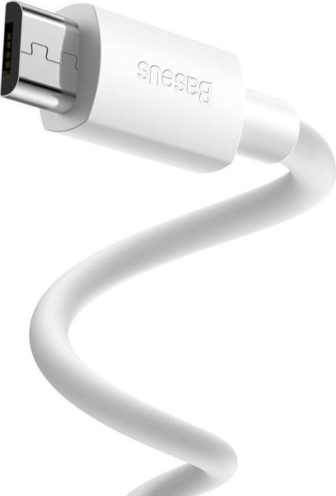 Actual product image Baseus Simple Wisdom Data Cable Kit USB to Micro 2.1A (2PCS/Set) 1.5m White (1.50 m)