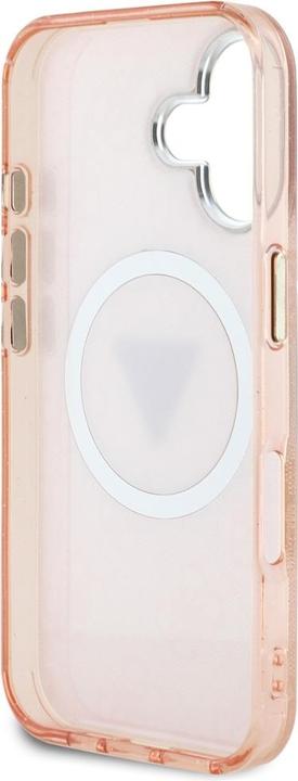 Immagine prodotto Guess Case IML Metal Glitter 4G Circle Triangle MagSafe for iPhone 16 pink (Apple iPhone 16)
