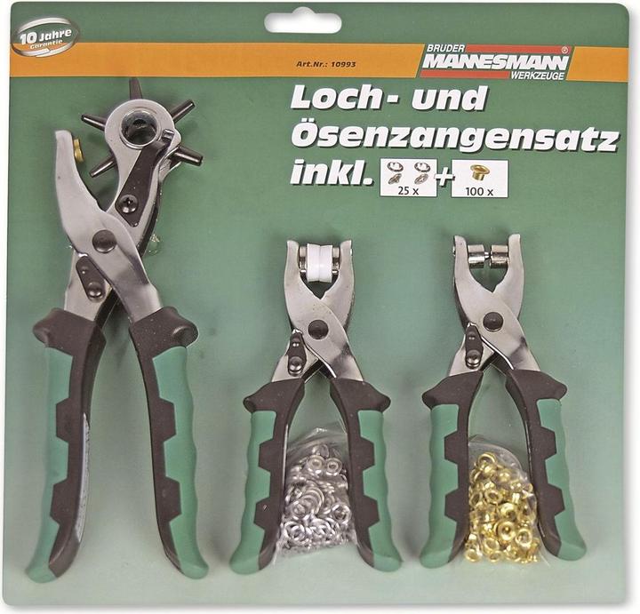 Actual product image Mannesmann Set with hole punch and eyelet pliers