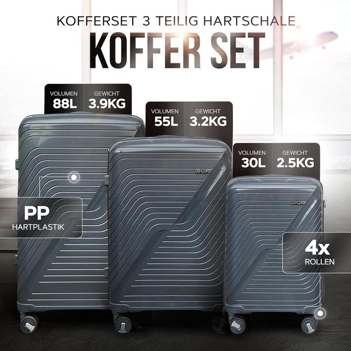Produktbild DS-Lux 3-teiliges Hartschalenkoffer-Set (88 l, Handgepäck (bis 50l), M (50 - 90l))