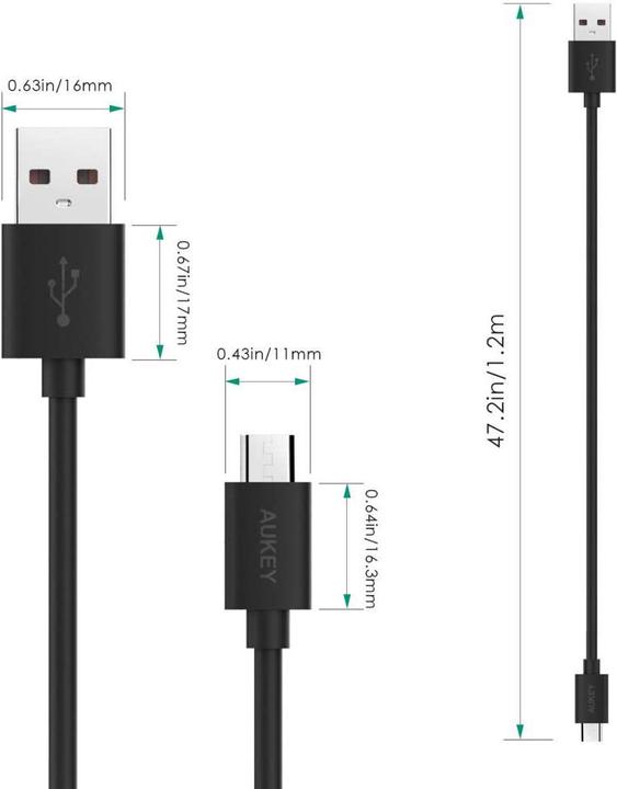 Produktbild Aukey USB 3er Pack (1.20 m, USB 2.0)