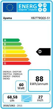 Label énergétique iiyama Xb2779qqs-S1 (5120 x 2880 pixels, 27")