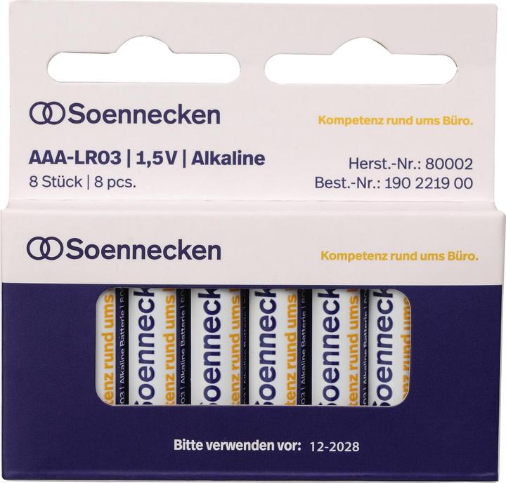 Soennecken Batterie 80002 Micro AAA LR03 1.5 V 8 St./Pack - Batterie - Micro (AAA) (8 Stk., AAA)