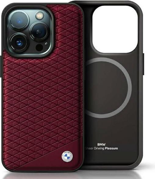 BMW BMHMP16X23RDDR iPhone 16 Pro Max 6.9" czerwony/red hardcase Sign Leather Diamond Metal Logo MagS (Apple iPhone 16 Pro Max)