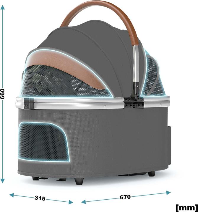 Produktbild Fudajo 2in1 Hundewagen faltbar Hundebuggy Ablage Grau Haustierwagen Katze (Katze, Hund, Atmungsaktiv, Faltbar)