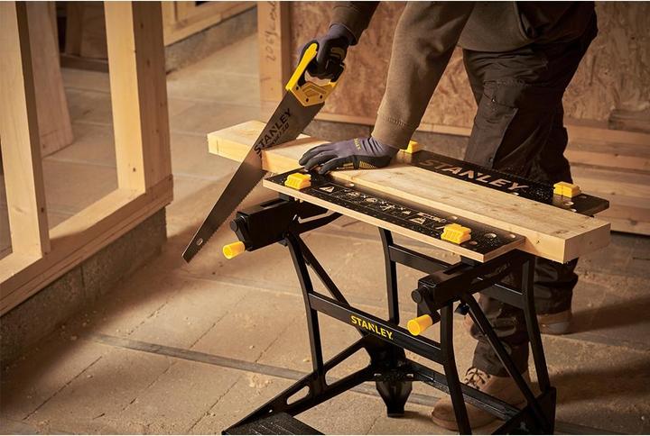 Actual product image Stanley Workmate with bamboo worktop and dual working height, loadable up to 250kg (50.50 cm, 54 cm)