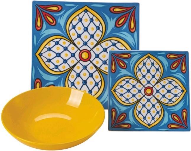 Actual product image Villa D'Este Home Tivoli Riviera Maya Tableware Set Porcelain and Stoneware 18pcs (6 Piece)