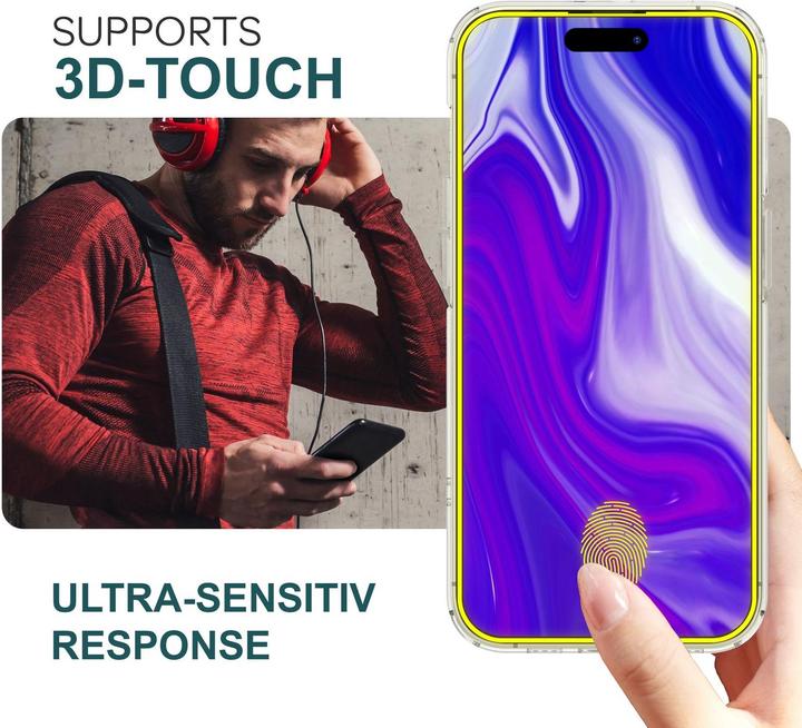 Actual product image Nalia 2x protective glass & 1x template (2 Piece, Apple iPhone 15 Pro)
