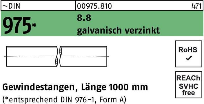 Productafbeelding Draadstang DIN 975 M 6 x 1000mm 8.8 gegalvaniseerd