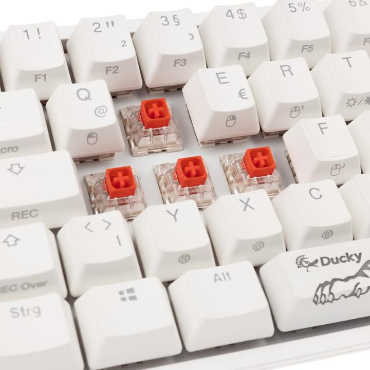 Actual product image Ducky One 2 Pro Mini White Edition Gaming Keyboard, RGB LED - Kailh Red (DE, Cable)