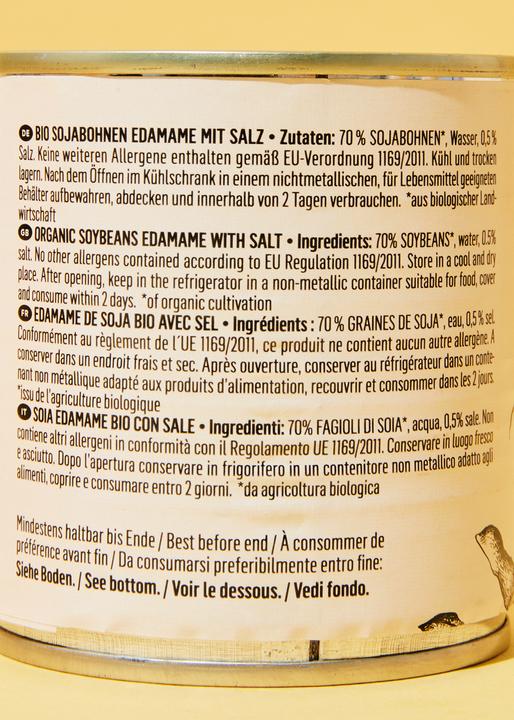 Nutritional values and ingredients KoRo Organic soya beans edamame with salt (1560 g)