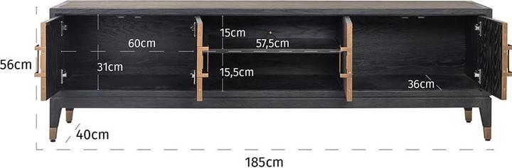 Immagine prodotto Richmond Interiors Mobili TV Bloomingville nero oro spazzolato 185