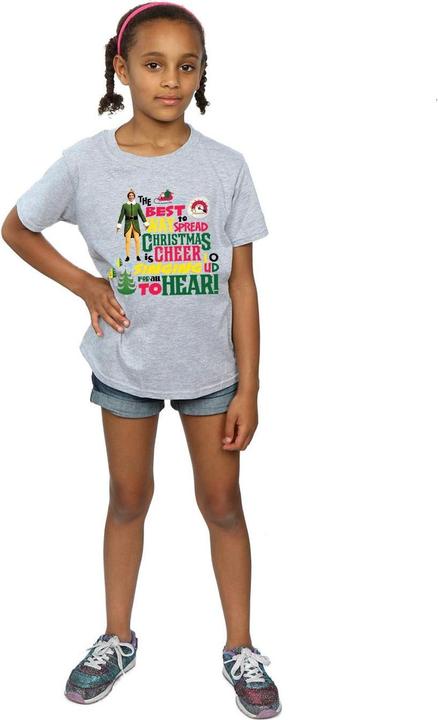 Actual product image Elf Girls Christmas Cheer Cotton T-Shirt (152, 158)