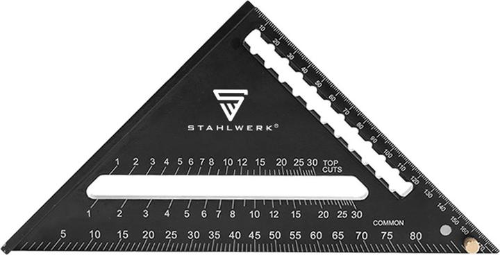Produktbild Stahlwerk Winkeldreieck mit Anschlag Aluminium-Winkelmesser Zimmermannswinkel