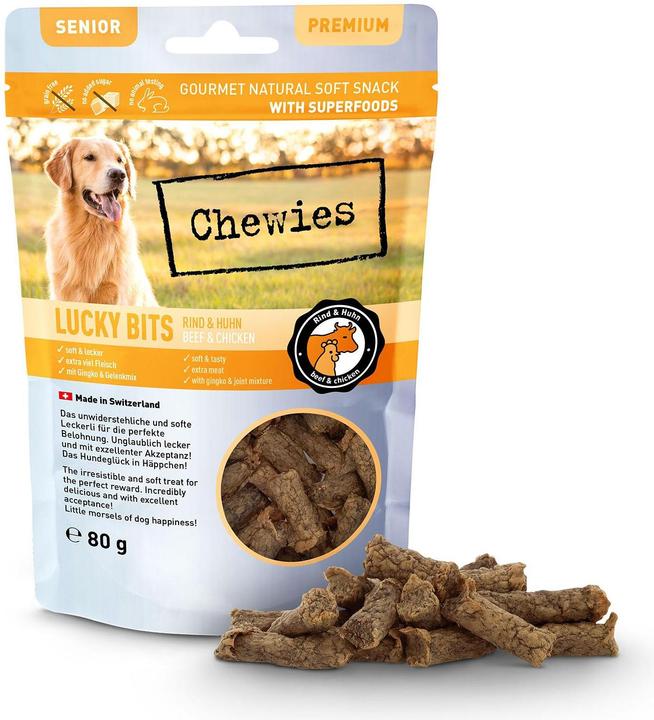 Produktbild Chewies Lucky Bits Rind & Huhn Senior 80g (Adult, 8 Stk., 80 g)