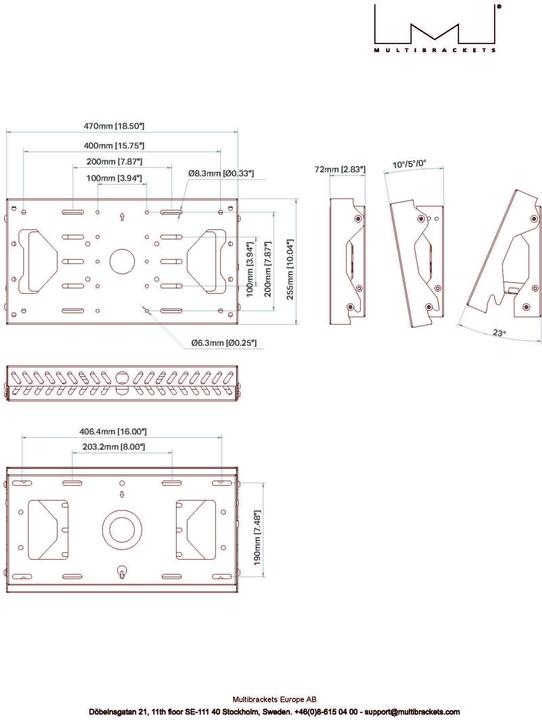 Immagine prodotto Multibrackets Staffa da parete 15-65", metallo, nero, max 70 kg (Adattatore / Piastre di montaggio)