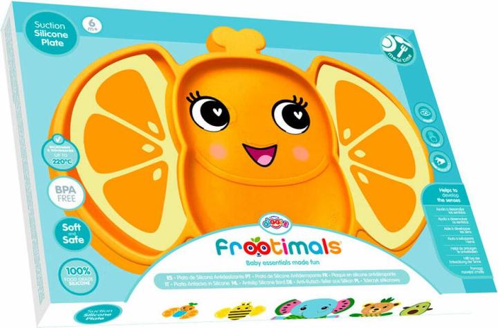 Actual product image Kids Euroswan Frootimals silicone plate OrangieFly orange non-slip