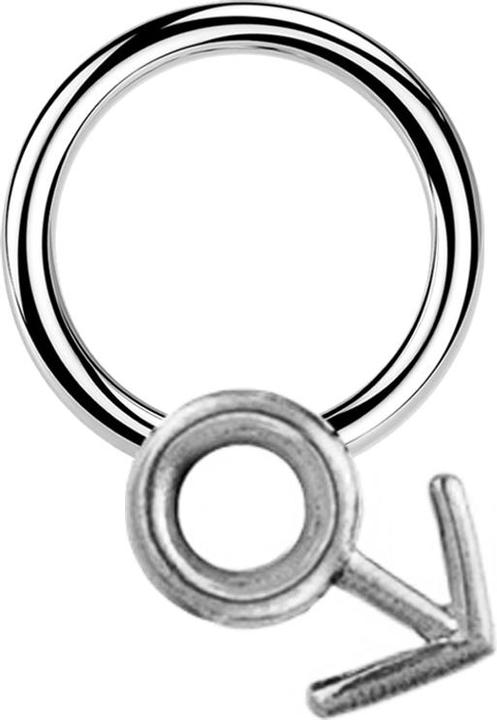 Star Piercing Closure Ring silber Gendersymbol Mann silber (Messing, Chirurgenstahl 316L)