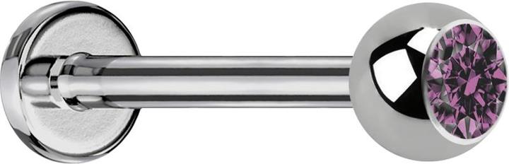 Image du produit Star Piercing Micro Labret argenté avec boule et cristal violet clair (sans laiton, Titane G23)