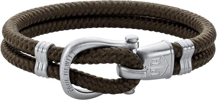 Paul Hewitt Phinity Shackle Bracelet Silver Nylone Olive