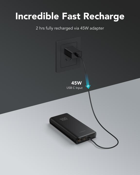 Actual product image Veger TC100 VG-W2032C-100 20000mAh powerbank 130W (20000 mAh, 100 W, 74 Wh)
