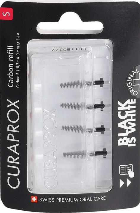 Actual product image Curaprox Black is white-CPS Carbon S refill 4 pcs (4 x, 6.50 mm)