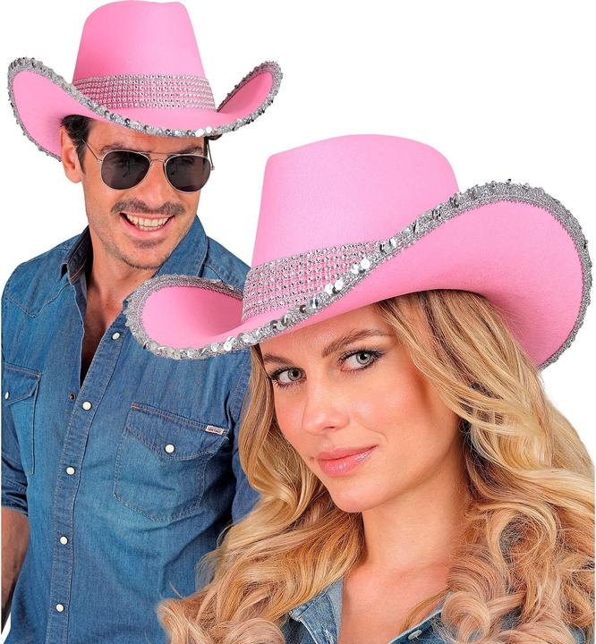 Actual product image Widmann Cowboy hat pink with rhinestone decoration