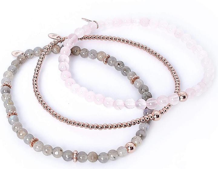 Balibay Bris (18 cm, 925 Sterling Silber, Rosenquarz, Labradorit, Edelstein)