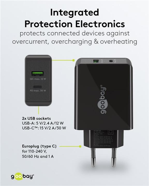Actual product image Goobay Dual USB Quick Charger (30 W)