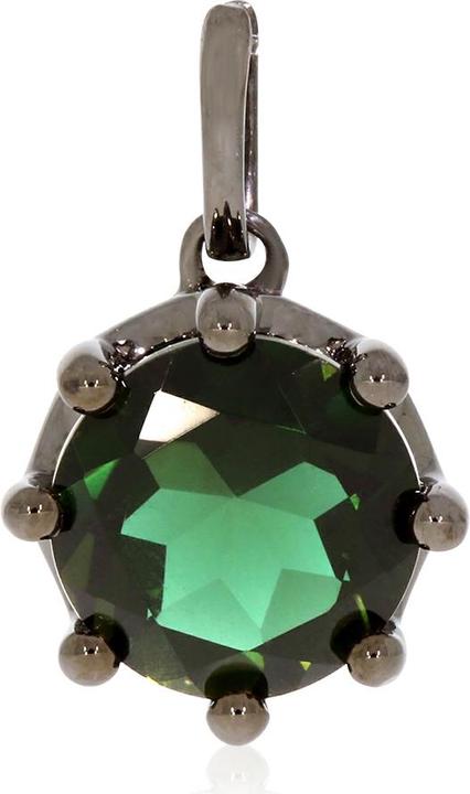 Xen Anhänger mit 10 mm Chromdiopsid-HT Quarz ca. 3,6 ct. Black Rhodium (925 Sterling Silber)