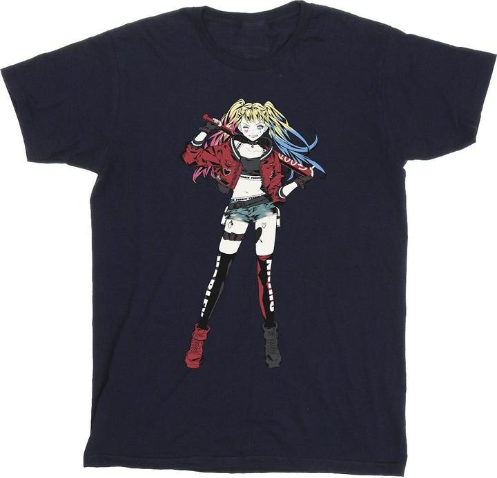 Harley Quinn Mädchen TShirt aus Baumwolle in stehender Pose