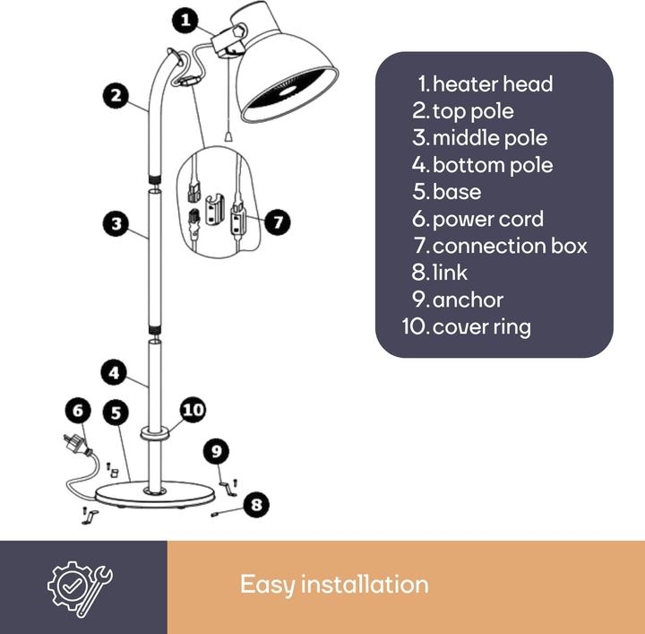 Produktbild Perel Terrassen-Strahler - mit Standfuss - 2000 W - Lampenschirm (2000 W)
