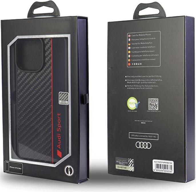 Image du produit Audi Étui rigide en fibre de carbone pour iPhone 14 Pro Max 6.7" czarny/black AUS-TPUPCIP14PM-R8/D1-BK (Apple iPhone 14 Pro Max)