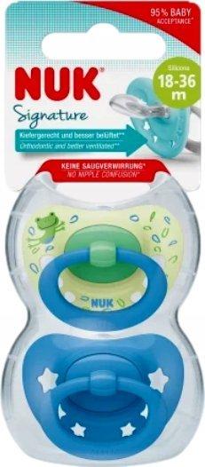 Produktbild NUK Signature Silikon Schnuller Gr.3 (18-36 Monate) grün / blau, 2 St. Sauger (2 x, 18 - 36 Monate)