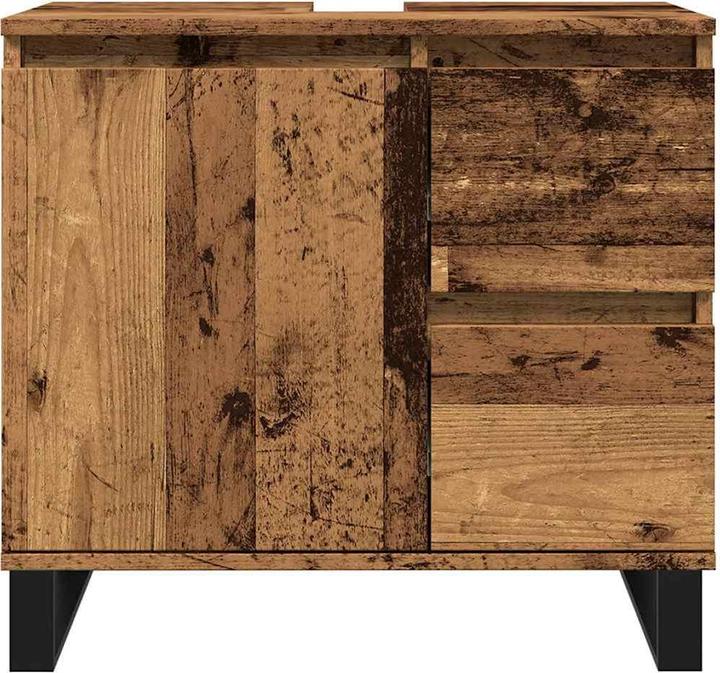 Produktbild VidaXL Waschbeckenunterschrank Unterschrank Badschrank Badmöbel Altholz-Optik (65 x 33 x 60 cm)