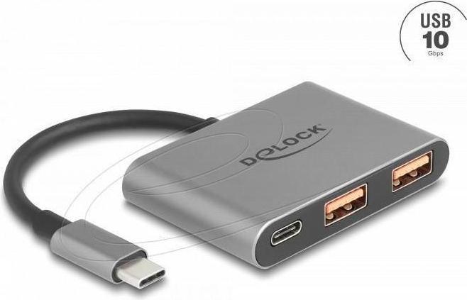 Produktbild Delock 3 Port USB Hub 10 Gbps mit USB Type-C zu 1 x USB Type (USB-C, 3 Ports)