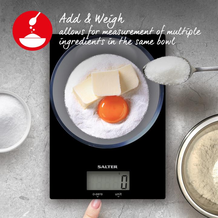 Actual product image Salter 1170 BKDR Ultra Slim Glass Digital Kitchen Scale - Black