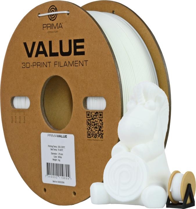 Produktbild Prima Creator PrimaValue ABS -filamentti 3D -tulostimeen,, valkoinen (ABS, 1.75 mm, 1000 g, Weiss)