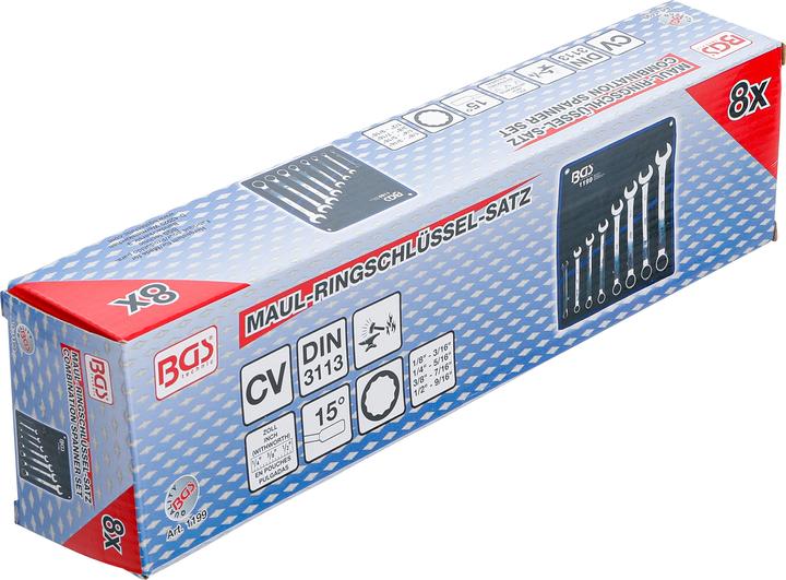 Image du produit BGS Jeu de clés mixtes en pouce 1/8" - 9/16" Withworth 8 pièces