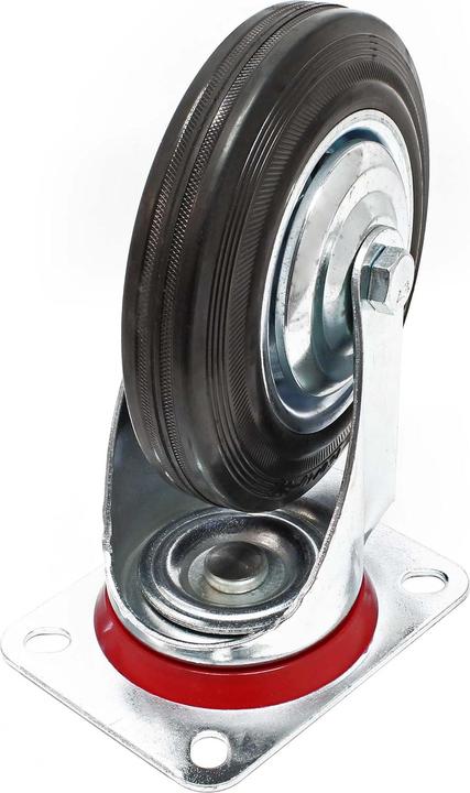 Actual product image Wiltec Swivel castor Ø160mm Rubber wheel Metal rims 130kg Load capacity Transport trolley Furniture castor