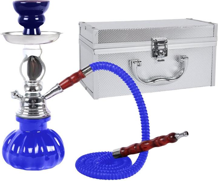 Actual product image Moosmayr Shisha Pan Blau 26cm 1 Anschl. + Alukoffer (26 cm)
