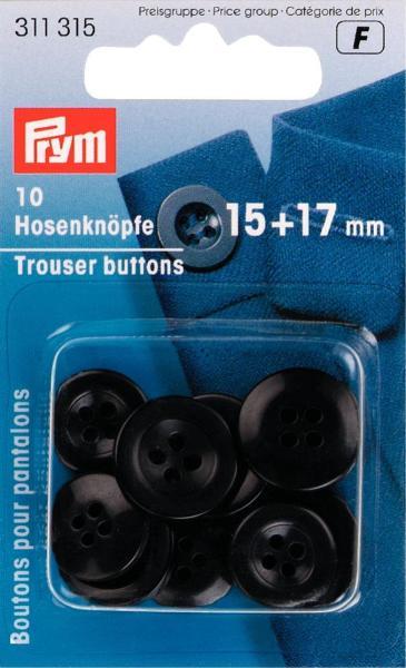 Produktbild Prym Hosenknopf, schwarz 15 + 17 mm, 10 Stk.